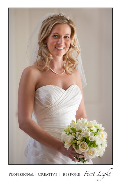 Bride, bride portrait, wedding dress, flowers, wedding bouquet, first light photographer, Dunglass Estate wedding photographer, Edinburgh wedding photographer,