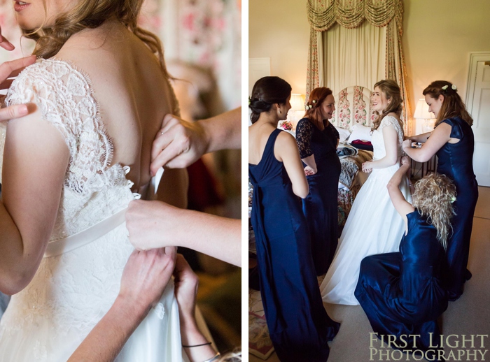 wedding dress, details, bridesmaids, Autumn Dundas castle wedding photographer, first light photography, bride, 