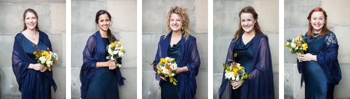 Bridesmaids, blue dresses, bridesmaids dresses, flowers, wedding, st. Johns church, first light photography, Edinburg wedding photographer