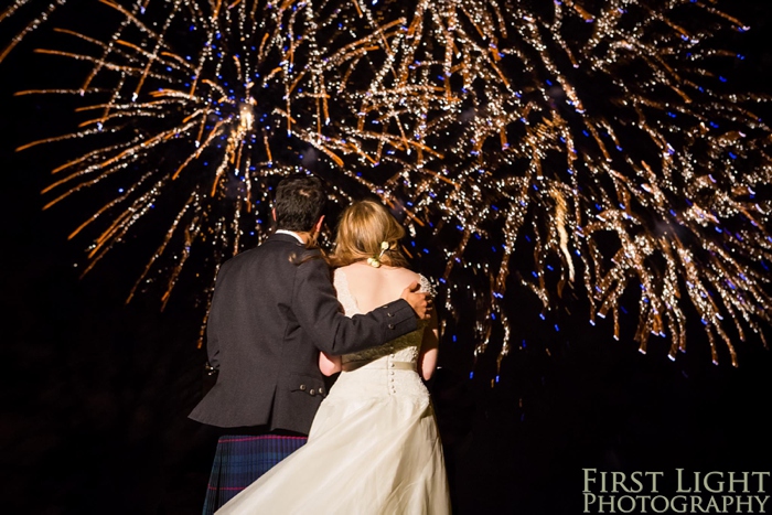 fireworks, bride, groom, Autumn Dundas castle wedding photography, Edinburgh wedding photographer, first light photography, wedding, scotland