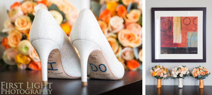 Orange/ peach/ nude Bridal details - shoes and flowers
