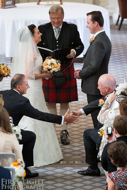 Wedding ceremony in Signet Library, lower library