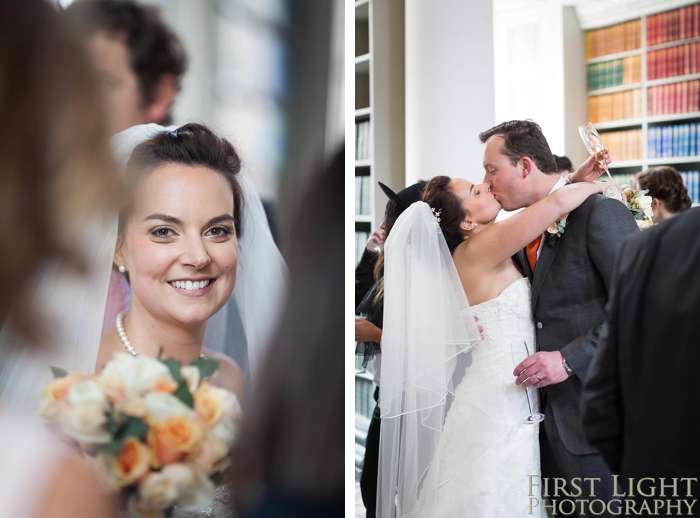Bride and groom at Signet Library wedding