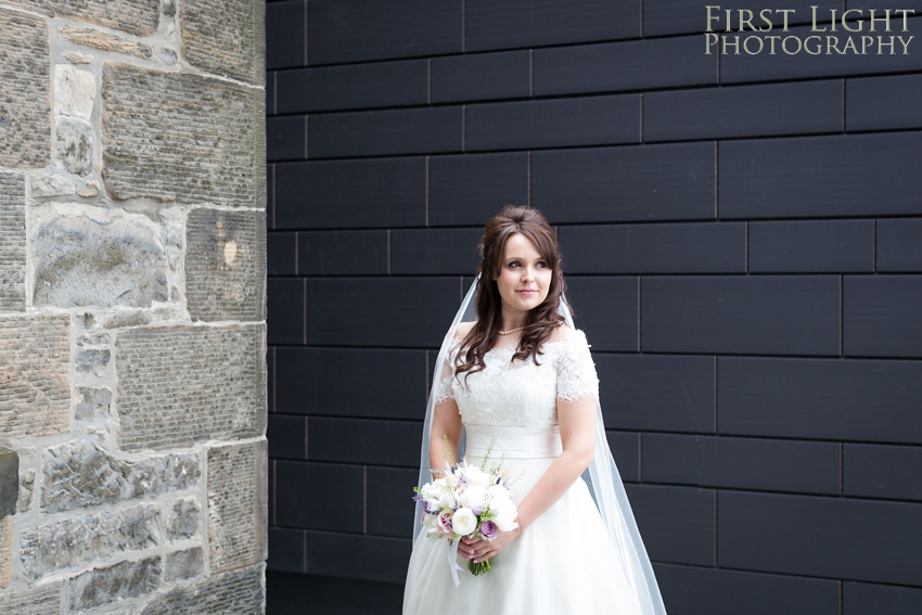 Bride, wedding dress, wedding flowers, Dundas Castle wedding photography. Edinburgh wedding photography by First Light Photography