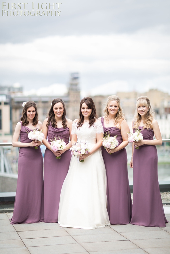 bridesmaids, wedding dress, bridesmaids dress, wedding flowers, bridesmaids flowers, Dundas Castle wedding photography. Edinburgh wedding photography by First Light Photography