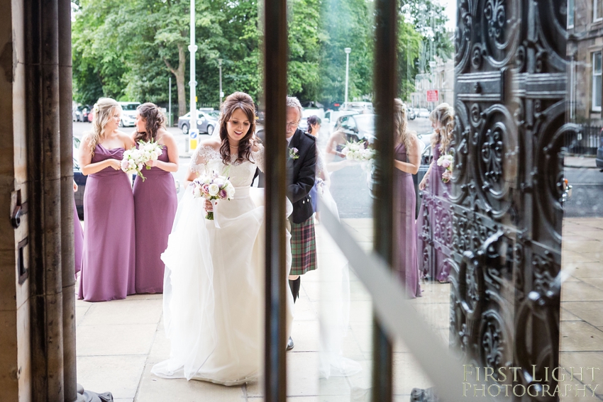 wedding dress, bridesmaids, Dundas Castle wedding photography. Edinburgh wedding photography by First Light Photography