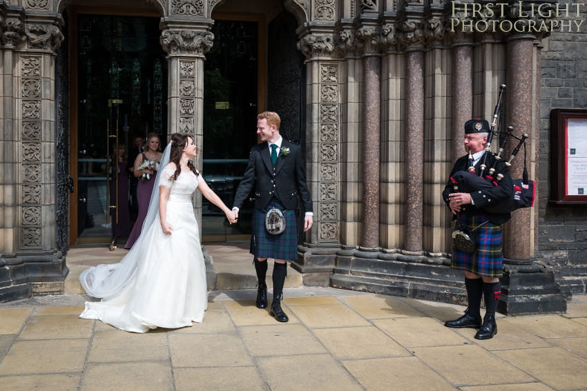 Wedding dress, wedding couple, Dundas Castle wedding photography. Edinburgh wedding photography by First Light Photography