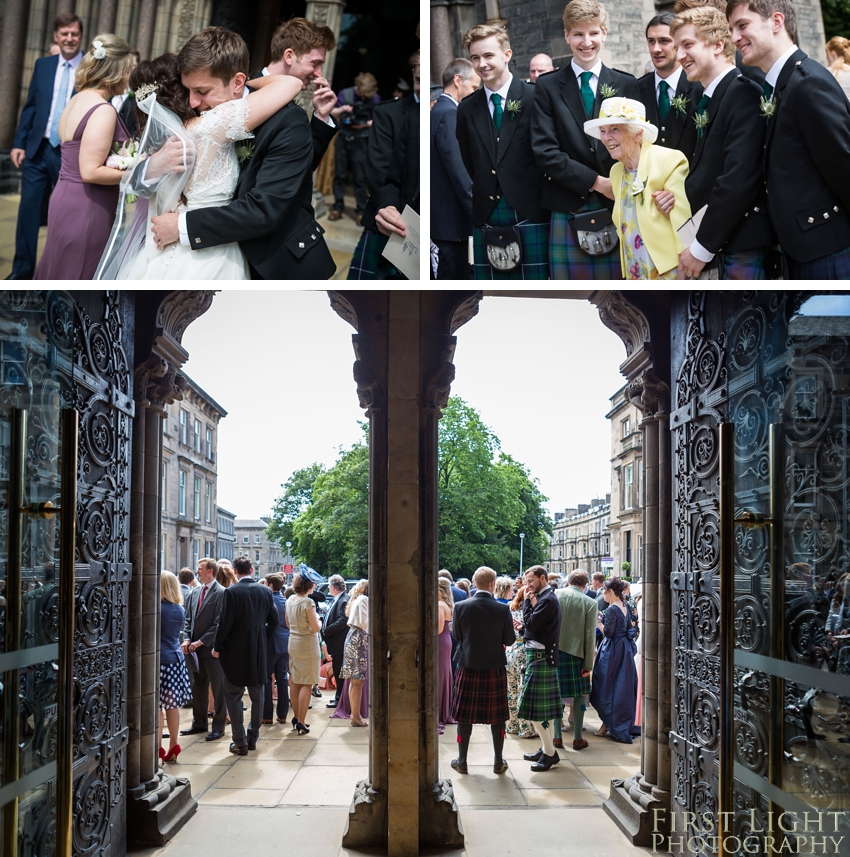 Wedding couple, ushers, groomsmen, best man, Dundas Castle wedding photography. Edinburgh wedding photography by First Light Photography