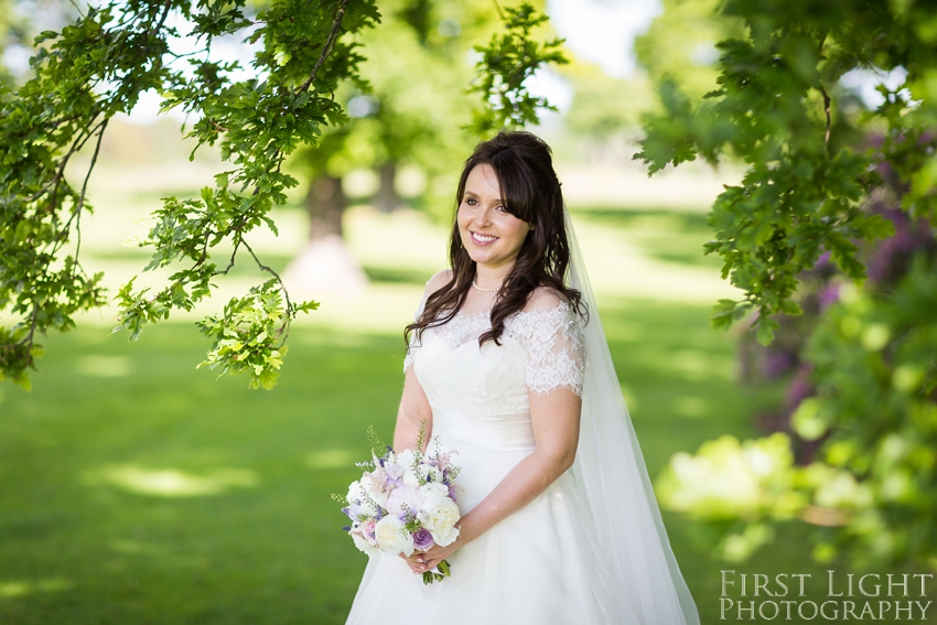 bride, wedding dress, wedding flowers, Dundas Castle wedding photography. Edinburgh wedding photography by First Light Photography