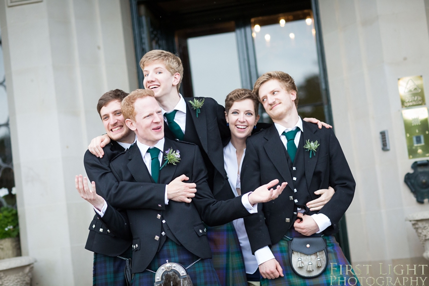 Ushers, groomsmen, best man, Dundas Castle wedding photography. Edinburgh wedding photography by First Light Photography