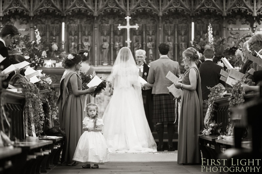 Wedding in church, bridesmaid, wedding dress 