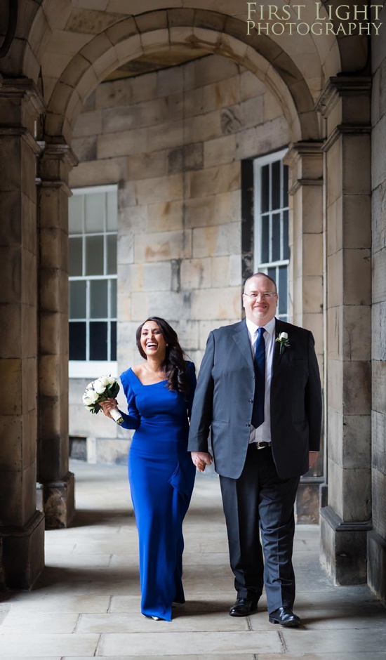 Wedding Elopement, Prestonfield House, Blue Wedding Dress, Edinburgh Wedding Photographer, Copyright:First Light Photography, Scotland