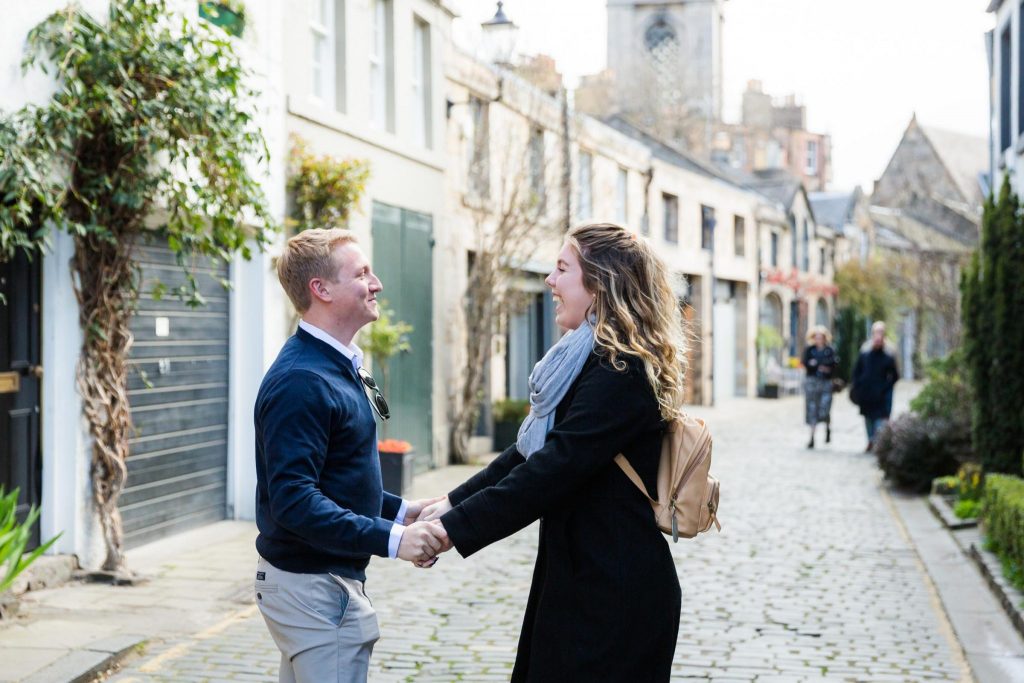 Wedding Proposal photography in Circus Lane, Edinburgh