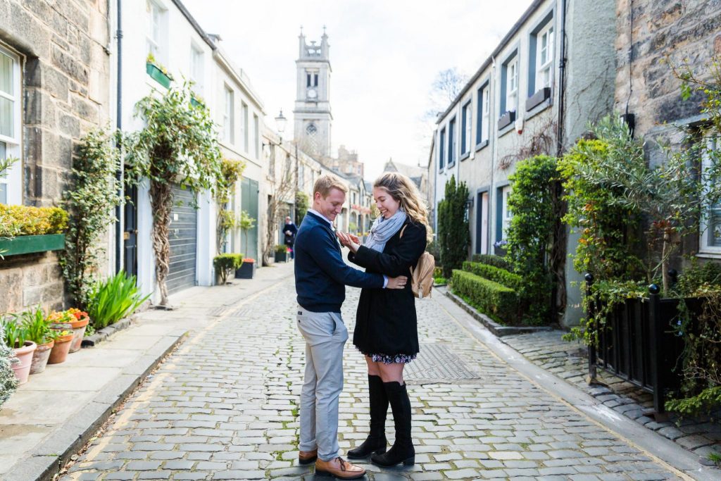 Wedding Proposal photography in Circus Lane, Edinburgh